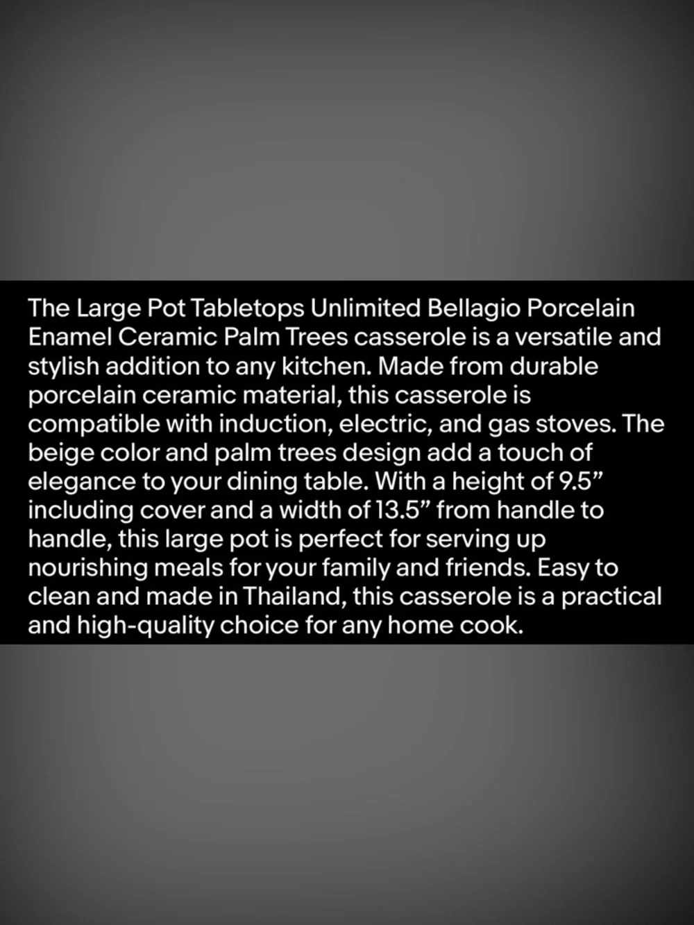 Tabletops Unlimited Bellagio 2 QT Enamel Dutch Oven - Cream with Palm Tree